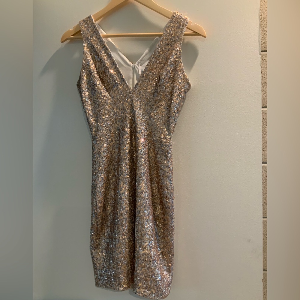 Dress the Population Rose Gold Sequin Mini Dress